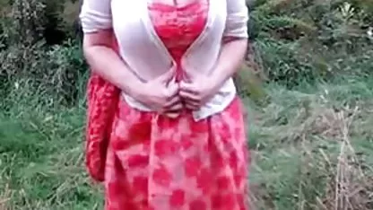 Obedient slave satisfied the mistress in the yard