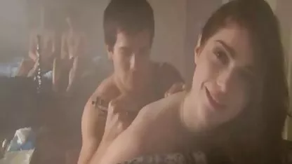 Girlfriend jerks off and cums on the windowsill