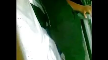 Young brunette jerks off on a leather sofa