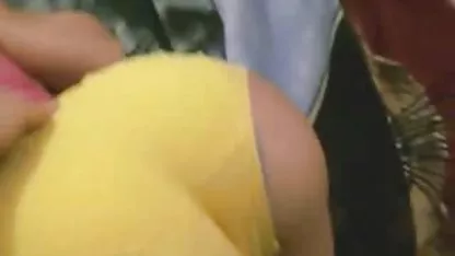She undressed by the window and touched boobs