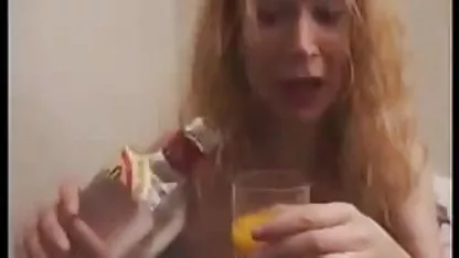 The girl measures the depth of the vagina with a phallus